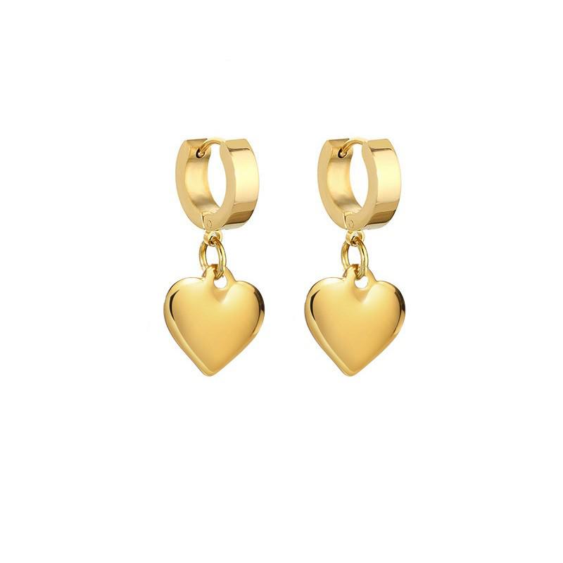 Elegant Stainless Steel Heart Earrings - Luxury Fashion, Light Feel золотой
