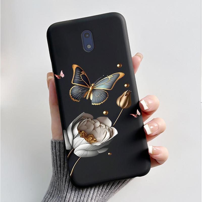 För Nokia 3 Fodral För Nokia 3.1 Fodral Lyxigt Mode Fjärilar Blommor Mjukt Smalt Svart Silikon Baksida för Nokia3 Fodral