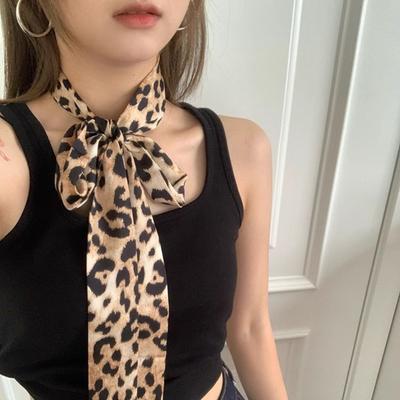 Vintage Leopardenmuster Taillengürtel für Damen Verstellbar Schlankes Design Langes schmales Halstuch Stilvolles Amerikanisches Lässiges Accessoire