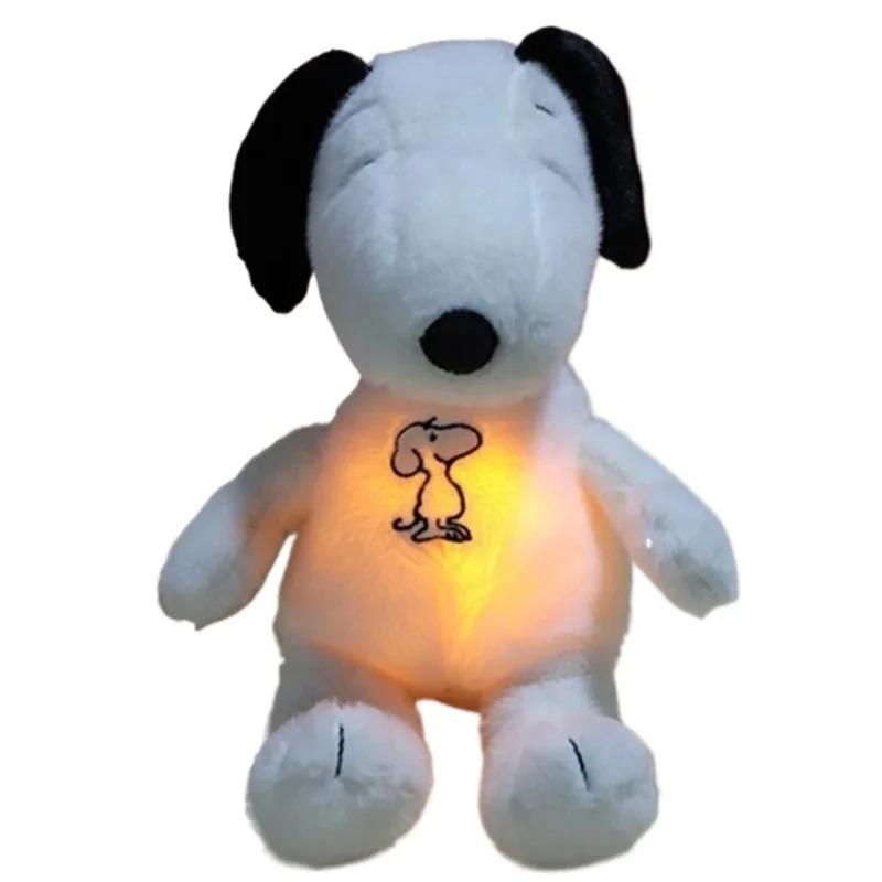 Hot Baby Breathing Soothing Snoopy White Dog Plush Doll Sleeping Companion Music And Light Doll Sensory Stuffed Toy Kid Gifts