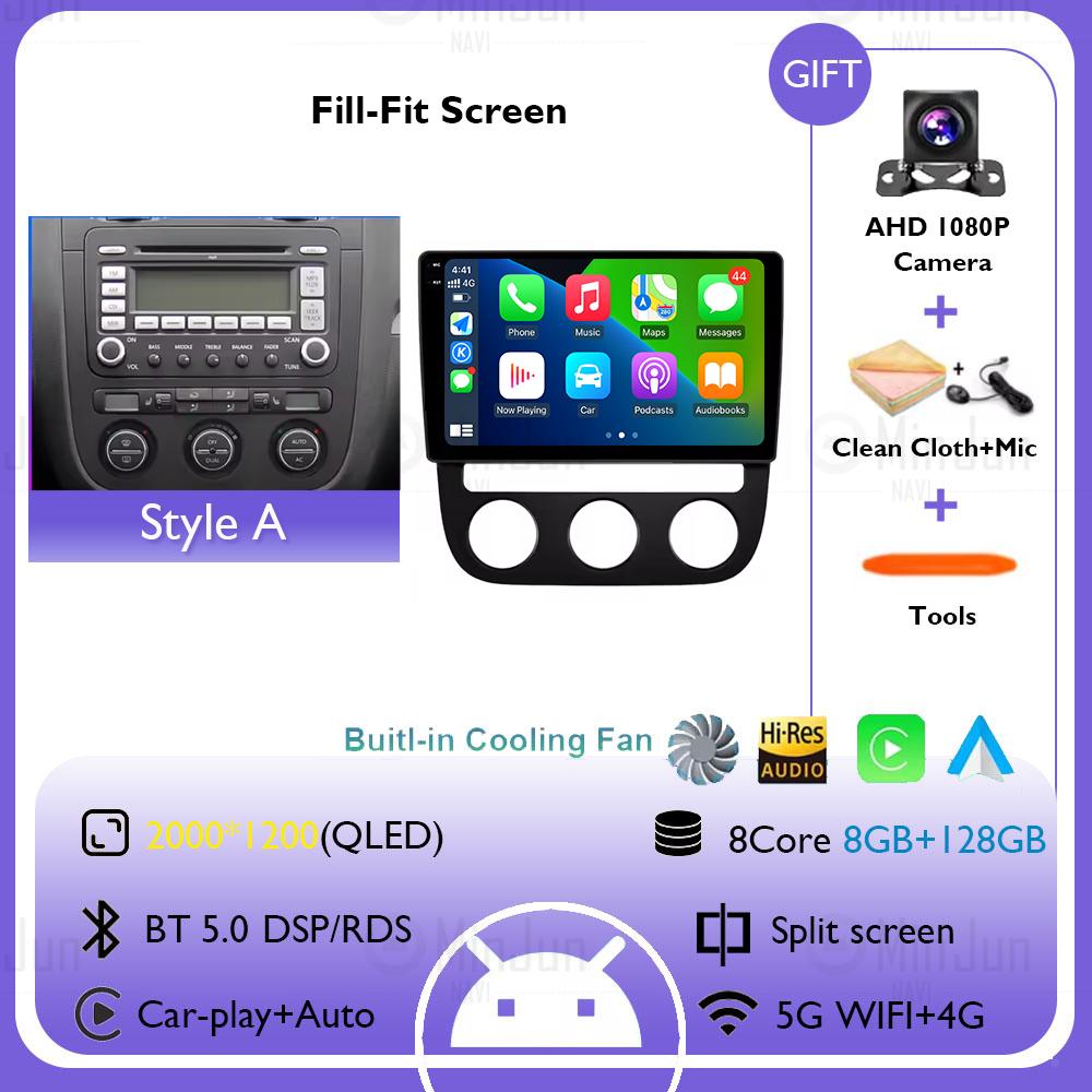 2K Screen Android 14 Car GPS Radio Multimedia For Volkswagen Jetta 5 2005 - 2010 Car Radio Multimedia Video Player Navigation