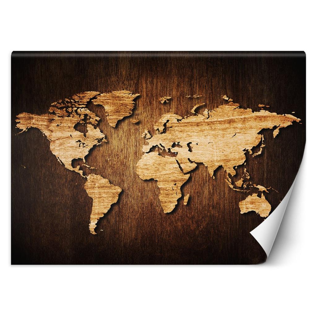 Wallpaper World Map Vintage Brown
