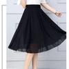 Chiffon Skirt Elastic Waistband Design Solid Color Women's High Waisted Dance Skirt Medium Length A-word Draping Long Skirt Commute Simple Casual
