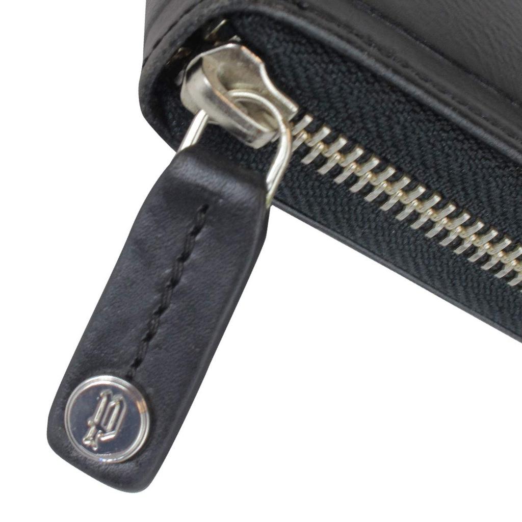 Police Edge Round Zipper Long Wallet with Coin Purse, PA-58002, Black, Size 10