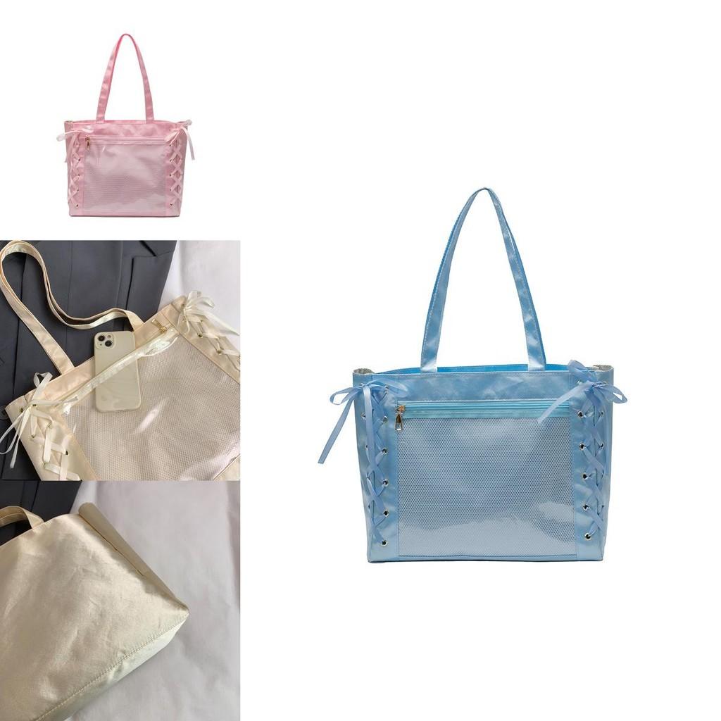 Bag With Bow Ribbon Nylon Large Capacity For Daily Use