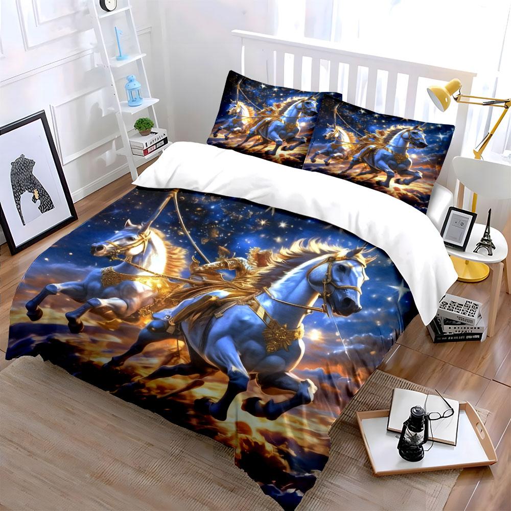 Fantasy Horse Riding Art Set Soft Comfortable Duvet Cover Bedding Set Included 1*Duvet Cover & 2*Pillowcases, Gift