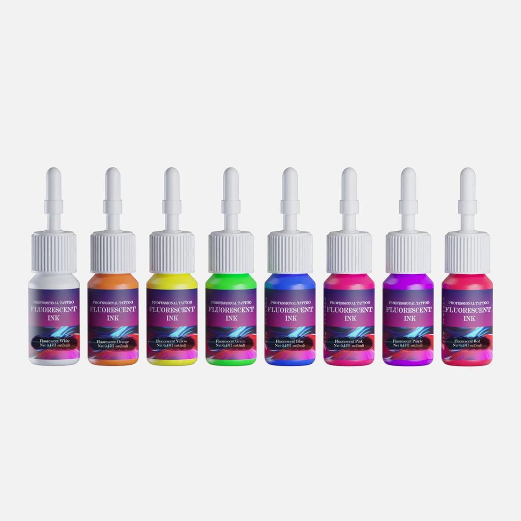 Inchiostro Fluorescente per Tatuaggi DM 5ml: Set di Pratica Luminoso a 8 Colori