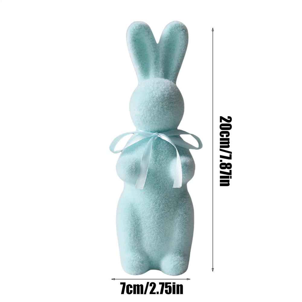 Easter Flocked Bunny Decor Flocked Tabletop Bunny Sculpture Decor Rabbit Shape Decoration Tool For Cupboard Bookshelf Fireplace