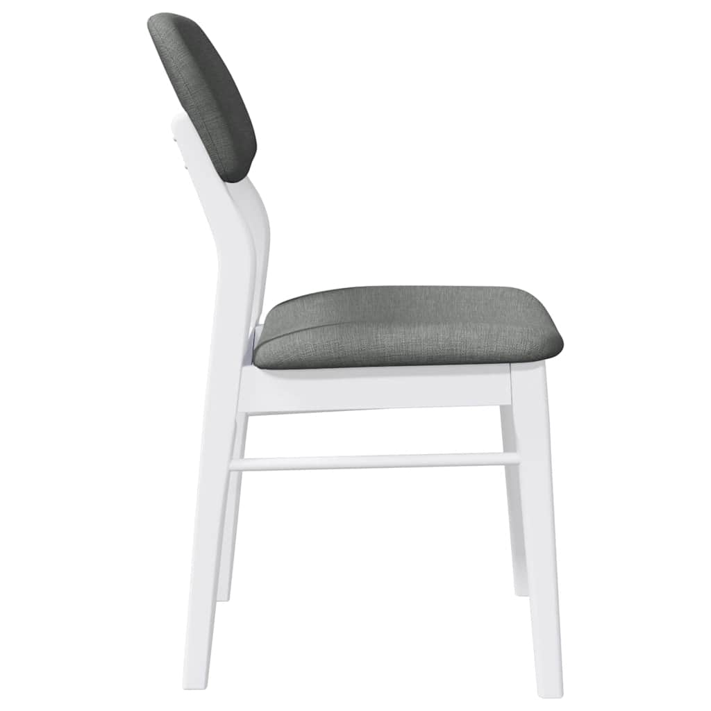 Dining Chairs with Cushions 2 pcs White Solid Rubberwood