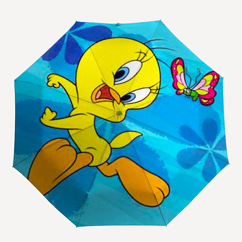 1pc Tweety Bird with Butterfly Umbrella with Plastic Handle,Cartoon Pattern,Suitable for All Seasons Multi-functional Umbrella467