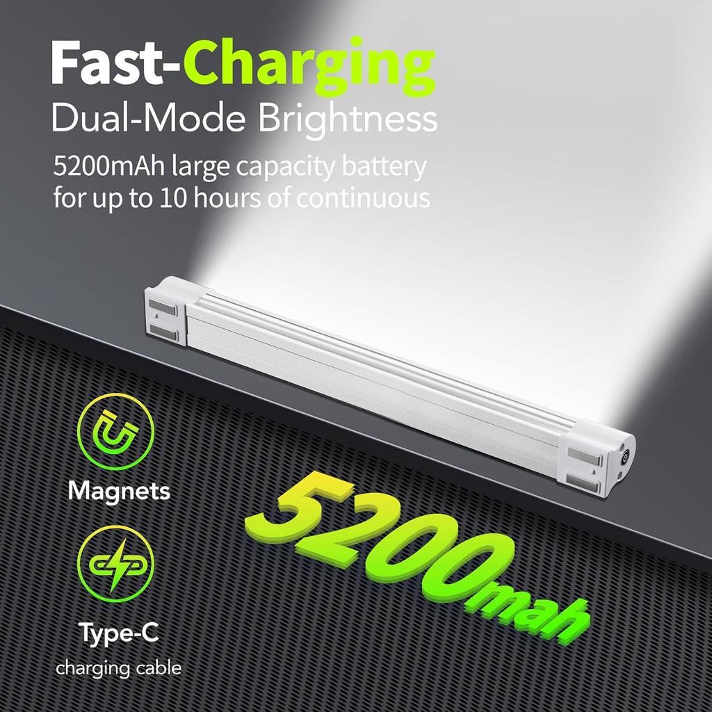LETOUR Rechargeable Light LED Tube Magnetic Light 4000Lumens 5200mAh 5 Levels Dimming Camping Lantern USB Rechargeable Portable Lights with 2 Magnets