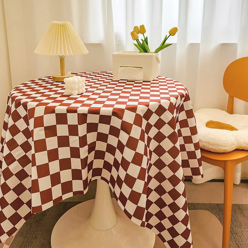 Plaid Tablecloth Girl Heart Round Table Tablecloth Dustproof Dining Table Cloth Coffee Table Mat Spread Cloth