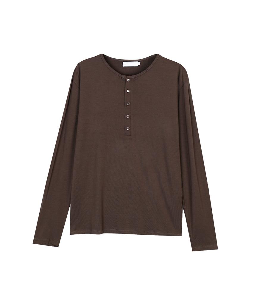 MICHIKO LONDON SPORTS Soft Jersey Henley Neck Long Sleeve