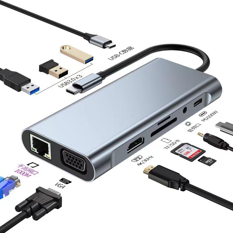 Multi-Function 8-in-1 USB-C Hub with Card Reader & Network Port