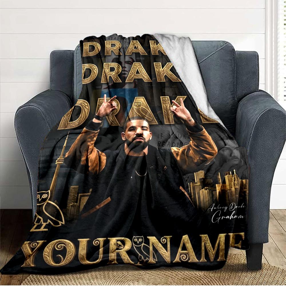 Name Custom Drake Print Flannel Blanket High Quality Warm Comfortable Cover for All Seasons Perfect for Gifts Home Decor