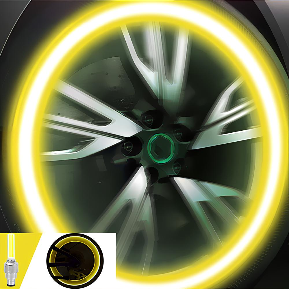 2ks Atmosférické uvítací světlo Nábojová lampa Auto Auto Kolo Moto Kolo Ventil pneumatik Dekorativní krytka ventilu Blesk Paprskové LED Neonová projekce