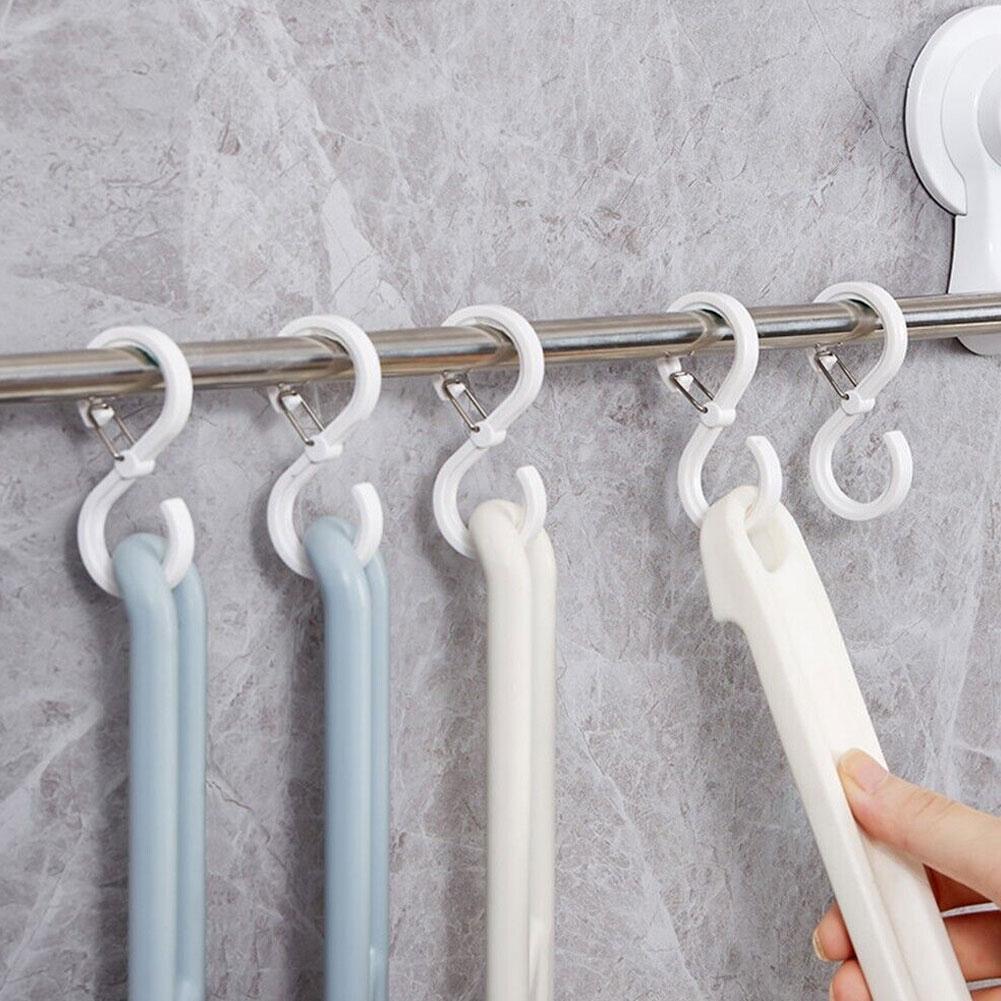8pcs S-shaped Hooks With Buckle Organizer S Windproof Hook Lock Hook Plastic HOME