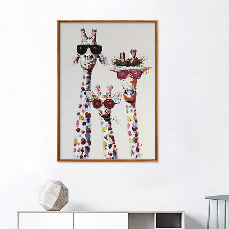 Cartoon Giraffe In Sunglasses Canvas Painting Anime Poster Cuadros Decoracion Dormitorio Nordic Decoration Home Wall Pictures