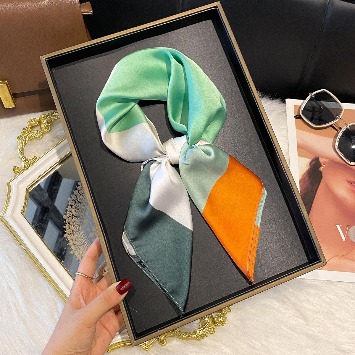 

Silk Square Hair Scarf Foulard Pashmina Shawls Wraps Neck Scarves Women Floral Bandana Headbands Floral Bufandas Female