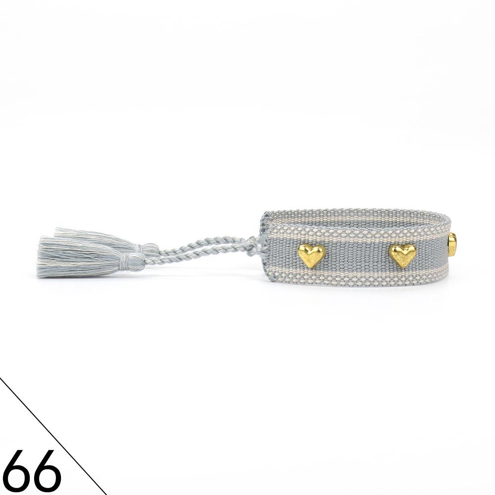 European and American Rivet Metal Heart Tassel Woven Bracelet for Women