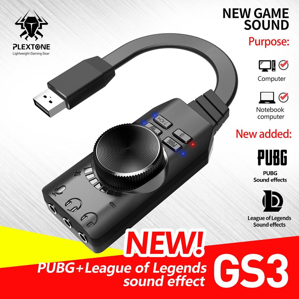 Herní zvuková karta Puji GS3 s USB 7.1 a 3,5mm konektorem pro sluchátka s mikrofonem pro PC a mobilní zařízení