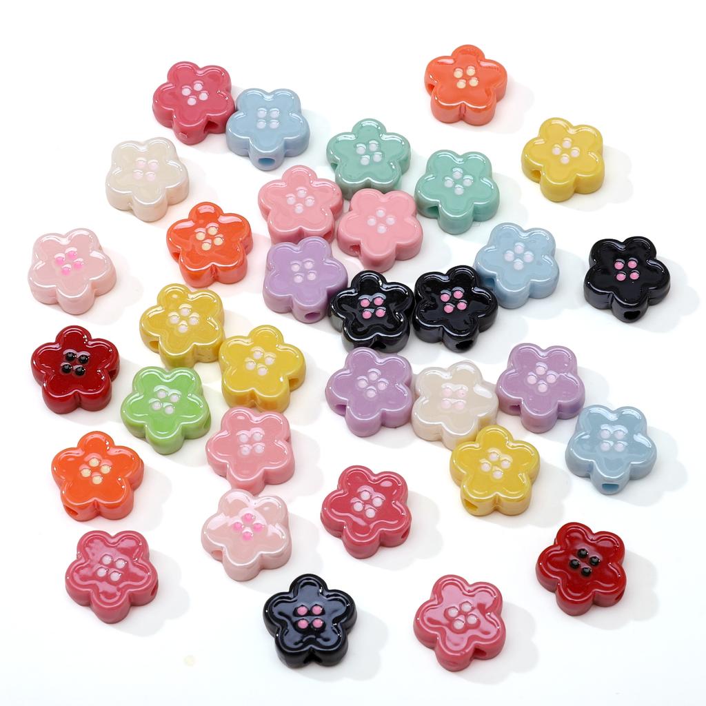 Acrylic Dopamine Oil Droplets Flower Button Beads for DIY Jewelry 1 Set