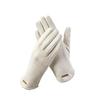 Women's Touchscreen Fleece Cycling Gloves - Cartoon Style, Thickened, Cold Weather Protection