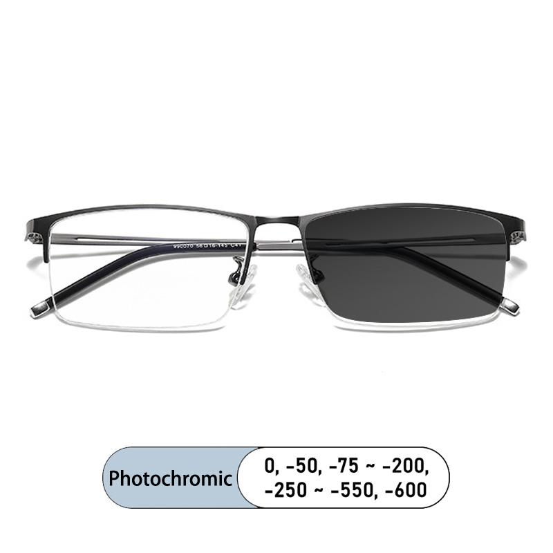 Fashion Women Eyebrows Half Frame Anti Blue Light Prescription Myopia Glasses Photochromic -1 Short Sight Eyewear