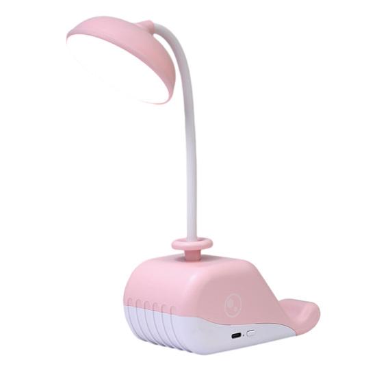 Cartoon Whale Night Light USB Type-C Fast Rechargeable Desk Lamp with Mobile Phone Holder Bendable Warm White Light Desk Light for Students Eye