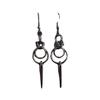 Stainless Steel Gothic Chain Tail Double Ring Stud Earrings