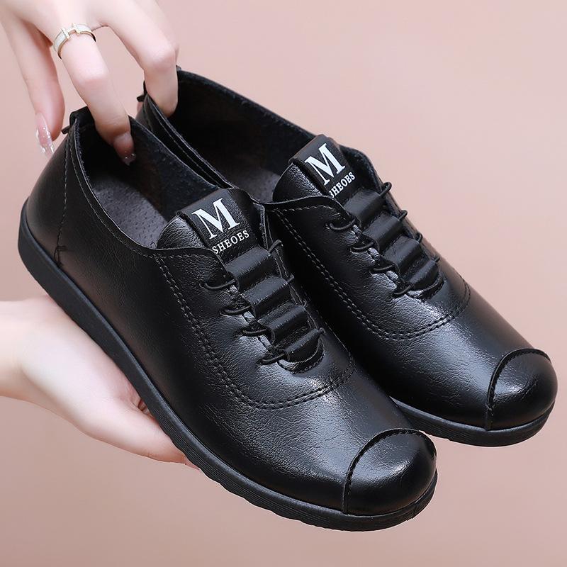New Soft-soled Shoes, Spring and Autumn Non-slip Leather Shoes, Medium and Old Single Shoes, Comfortable Flat-soled Work Shoes for the Elderly
