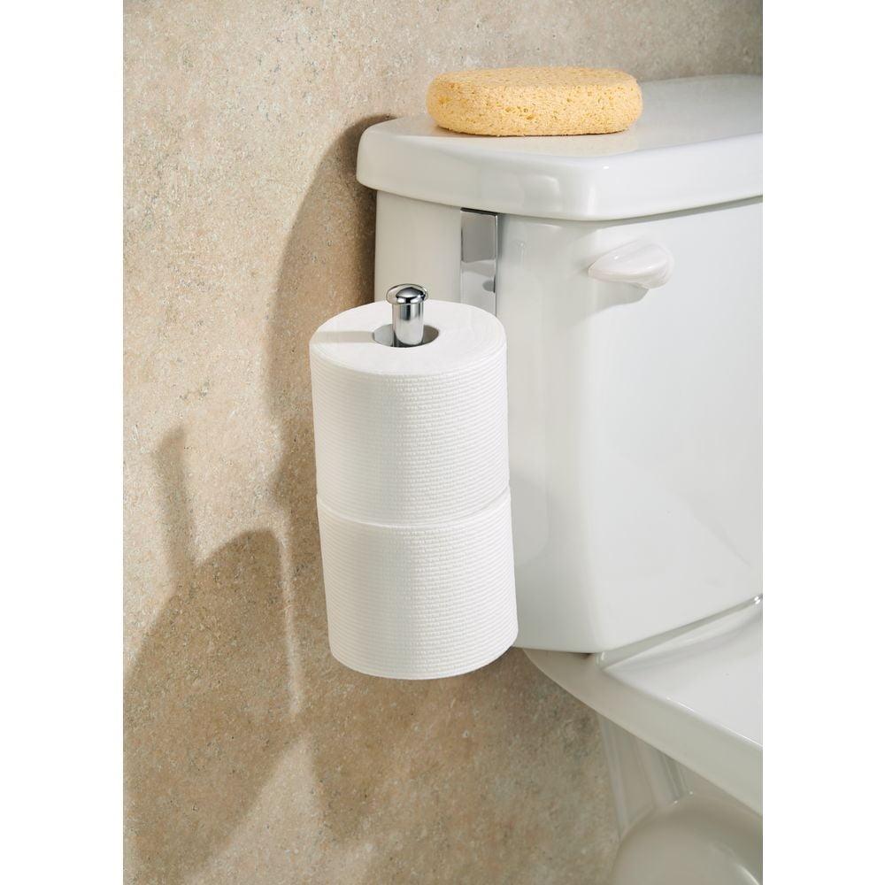 Over Tank Toilet Paper Holder Chrome Steel Storage Easy Install Bathroom Organizer Holds 2 Rolls No Tools Needed