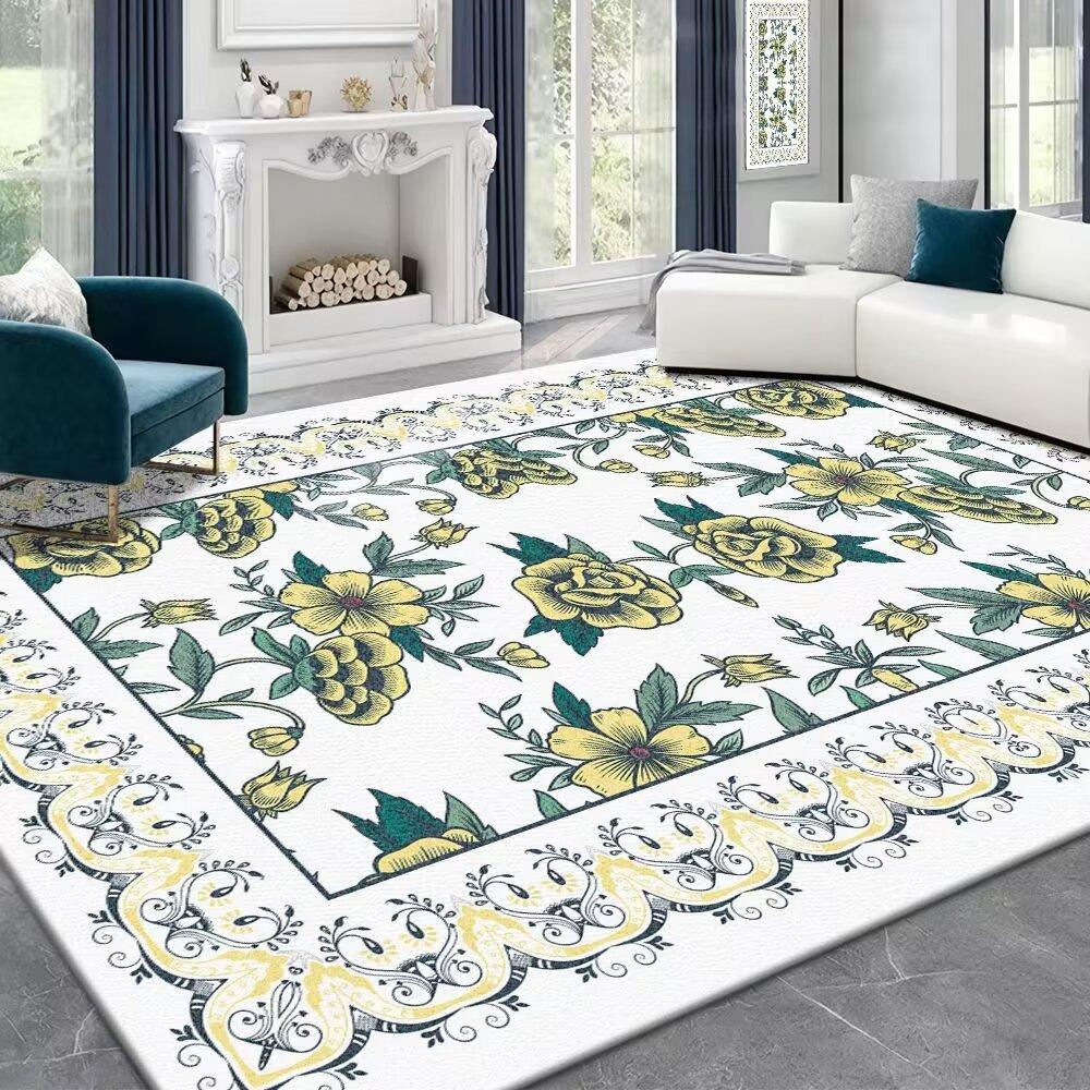 Tapijt Woonkamer Nieuwe Amerikaanse Stijl Onderhoudsvrij Pluche Slaapkamer Dik Imitatie Kasjmier Sofa Tapijt Mat 140*200cm