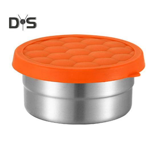 Contenedores de acero inoxidable para refrigerios infantiles, a prueba de fugas, con tapas de silicona, lonchera metálica apilable para la escuela y la guardería.