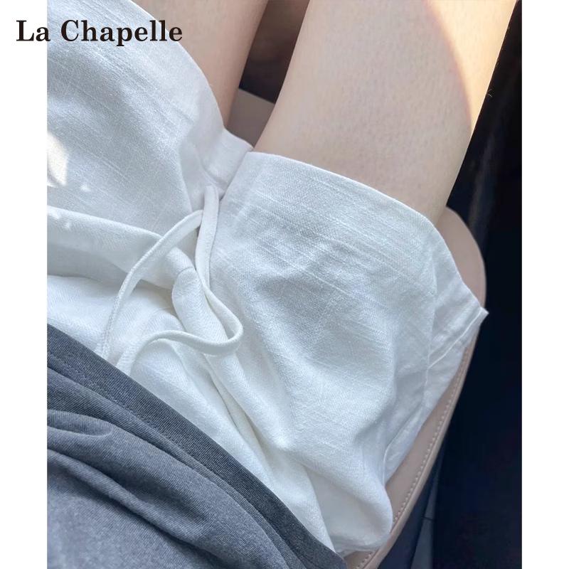 La Chapelle Women s Ramie Cotton Blend High-Waist Wide-Leg Shorts US 8 белый
