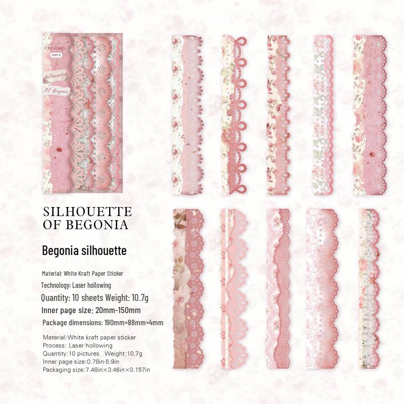 MòMò Retro Lace Hollow Stickers - Rain Dye Series for DIY Journals and Collage