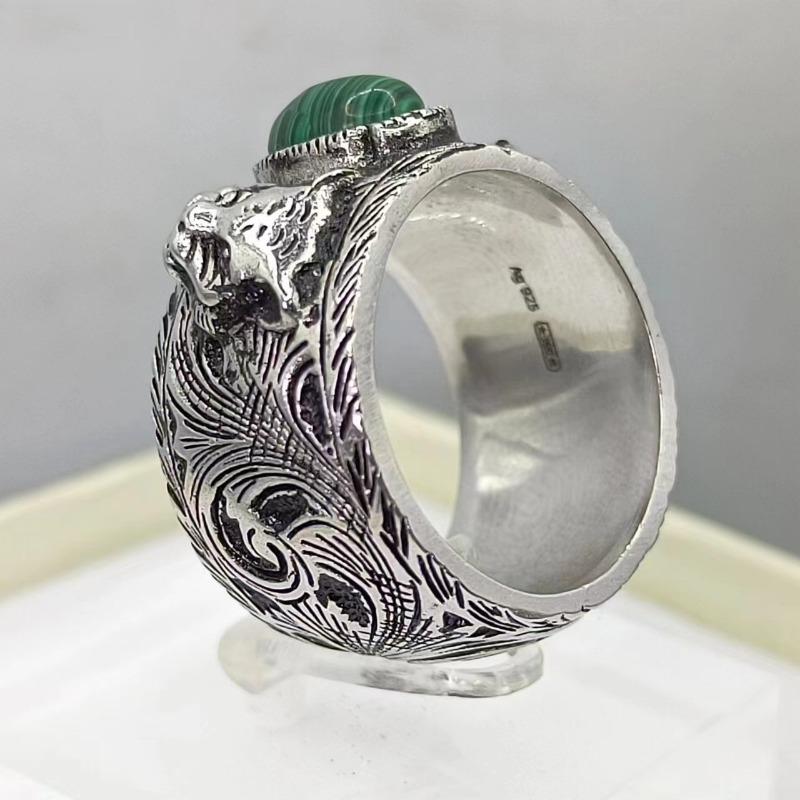 Sace Gems The Tiger Head 6*9mm Malachite Bărbați Inel 925 Sterling Silver Bijuterii fine Cadou de logodnă de nuntă