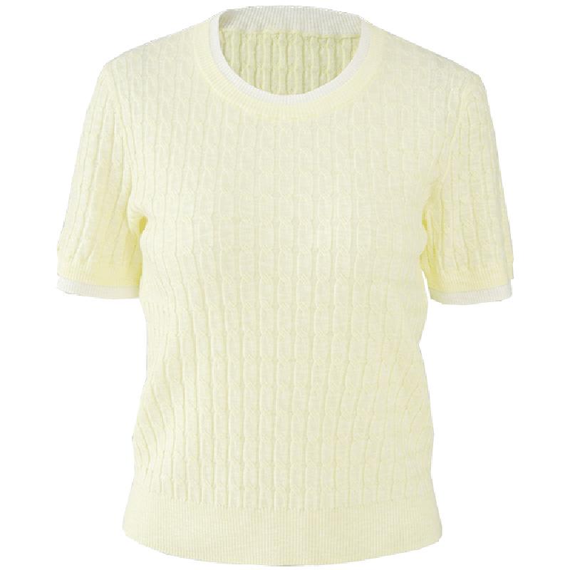 Yalida Thin Fake Two Round Neck Twisted Flower Short-Sleeved Knitted Sweater