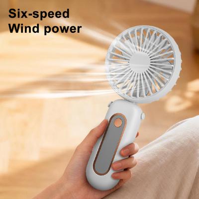 Handheld Fan with Folding Handle 6 Speed Strong Wind Hanging Neck Fan Portable Travel Outdoor Summer Small Personal Desk Fan