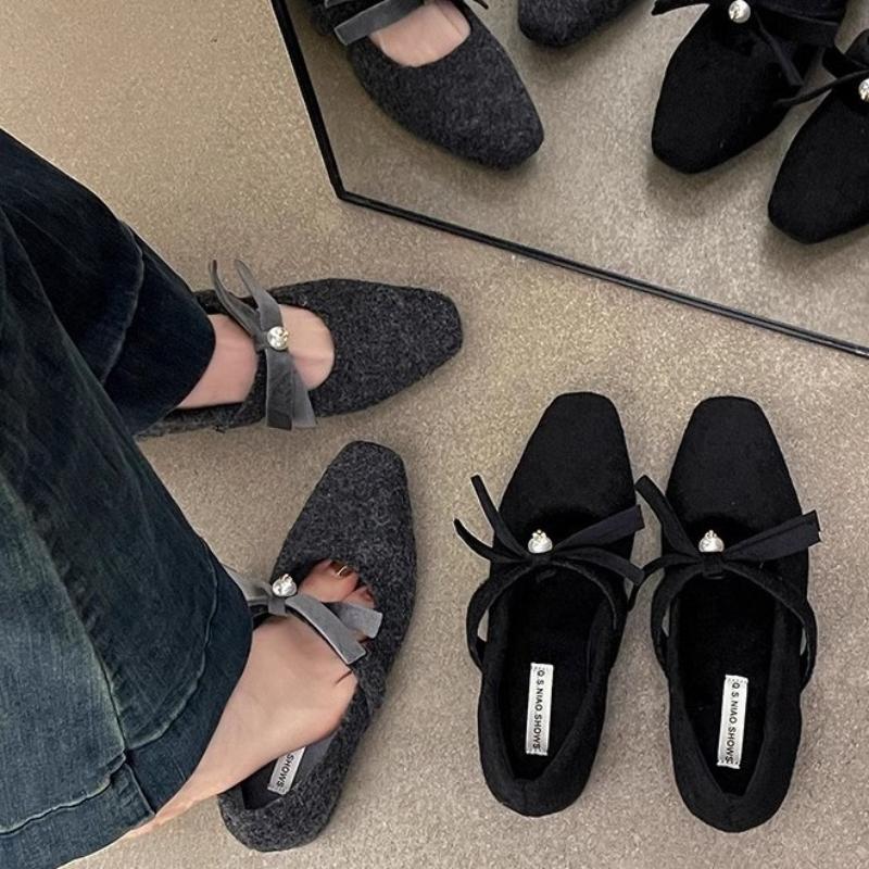 2025 Shallow Mouth Square Toe Women Autumn Casual Female Sneaker Bow-Knot Shoes Elegant Flats Modis Fall Butterfly New on Heels