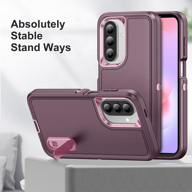Candy Color Stand Phone Case For Samsung Galaxy S26 Ultra S25 FE S24 S23 Plus A17 A27 A37 A57 A15 A16 A36 A56 5G Hybrid 3in1 Shockproof Bumper Cover