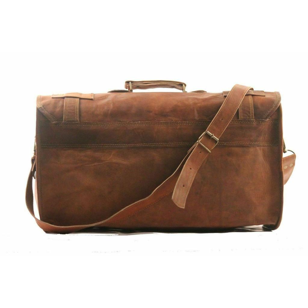Duffle Gym Bag Goat Leather Luggage Travelling Overnight Genuine Vintage Bag