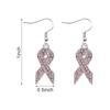 Breast Cancer Awareness Earrings Jewelry Rhinestone Crystal Pink Ribbon Dangle Earrings For Women