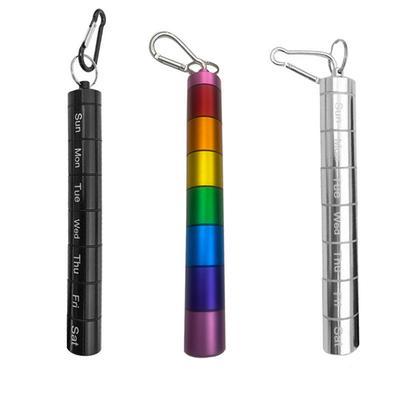 Etui na leki podróżne 7 przegródek Pudełko na pigułki Etui Organizer Etui ze stopu aluminium Na podróż Opieka nad osobami starszymi Aktywności na świeżym powietrzu