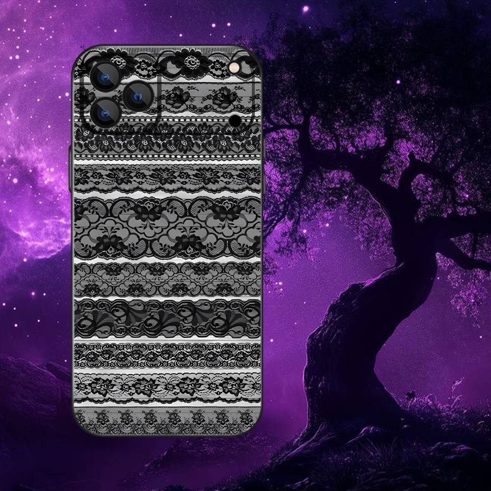 

Gothic lace pattern Phone Case For iPhone 17,16,15,14,13,12,Pro,Max,Plus,E,SE4,Air,Mini Black Soft Box iPhone16promax
