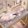 Extra Large Cute Cat Cartoon Mouse Pad with Stitched Edges - Aesthetic Desk Mat for Girls