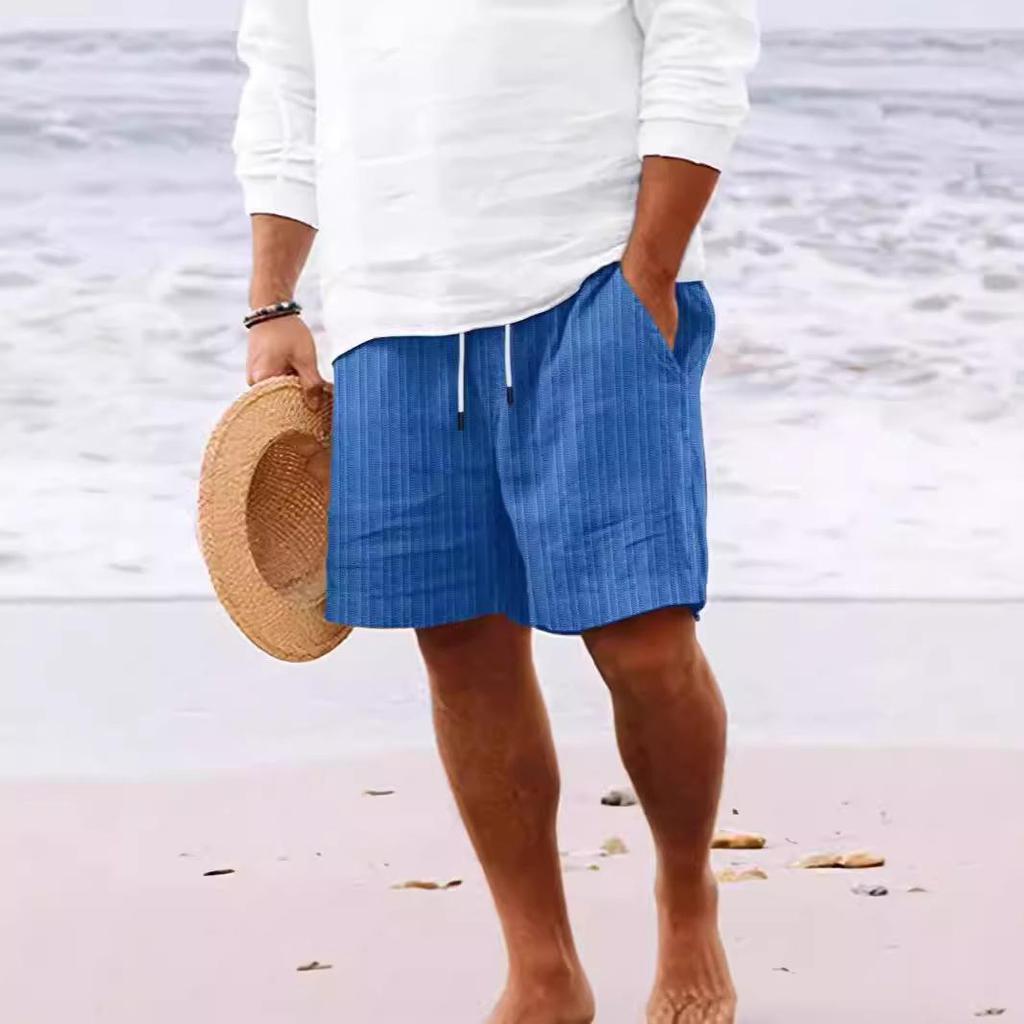 2023 Men's Hot-Selling Cotton Linen Drawstring Beach Shorts