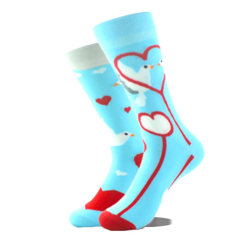 Cool Design Avocado Crew Socks Men Creative Eye Guitar Bus Pattern Sokken Duck Cat Fox Otter Animals Divertidos Chaussette Sox