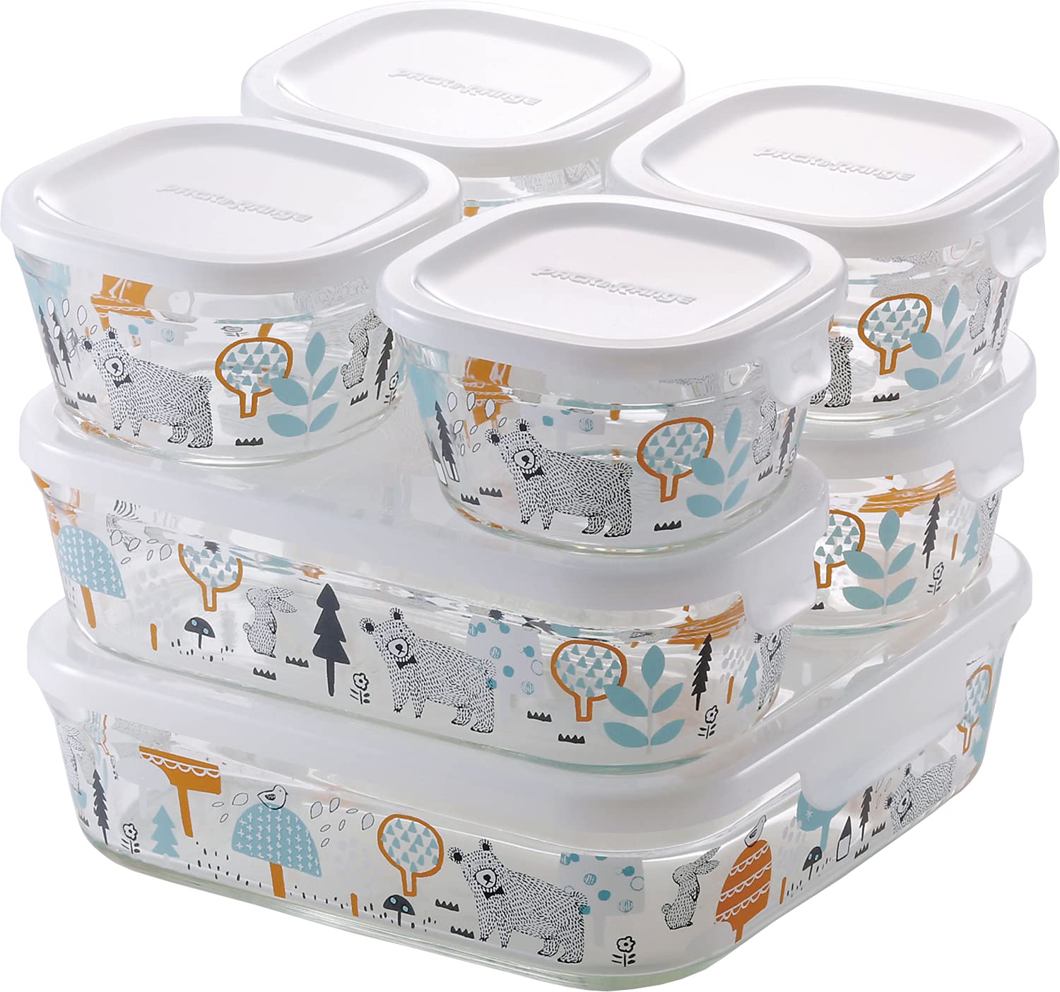 

iwaki Стекло для хранения, набор для микроволновой печи и духовки от Shinji Kato no Naka Pack, форма для запекания гратена, термостойкие контейнеры, безопасный, 7, В лесу и для плиты,