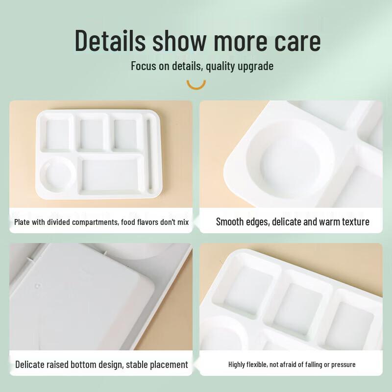 Melamine 6-Compartment Rectangular Lunch Tray